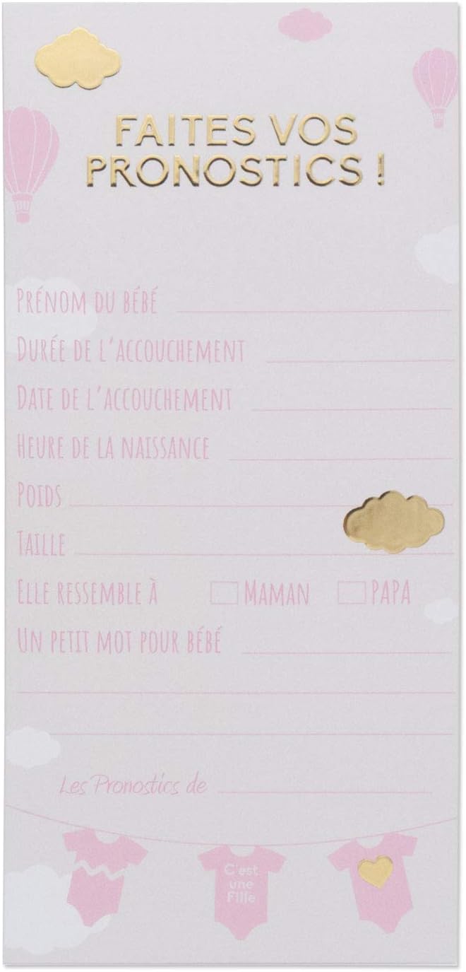 Fille 10 Cartes Olilly 10 Cartes Pronostic Pour Baby Shower Jeu Et Pronostics De Naissance A Faire Entre Amies Cuisine Maison Decorations Et Accessoires De Fete Pour Enfants