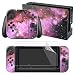 eXtremeRate Full Set Faceplate Skin Decal Stickers for Nintendo Switch with 2Pcs Screen Protector (Console & Joy-con & Dock & Grip) (Purple Galaxy)