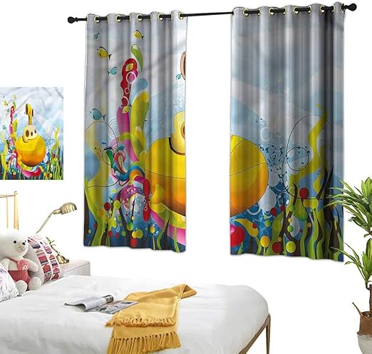 Amazon Com Double Curtain Rod Ocean Cartoon Style Submarine Ocean