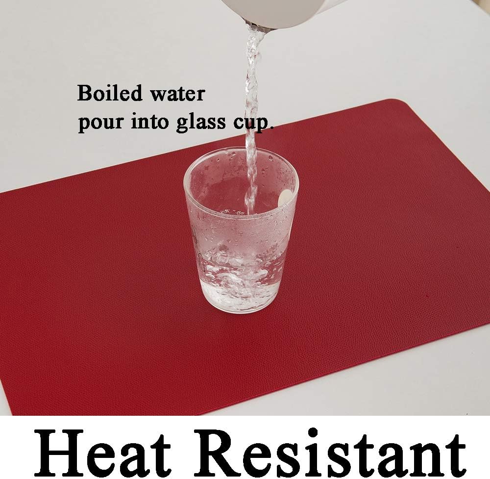 DOLOPL Placemats Red Placemat Leather Table Mats Set of 6 Heat Resistant Easy to Clean Wipeable Waterproof Washable Outdoor Placemats for Kitchen Dining Patio Table: Home & Kitchen
