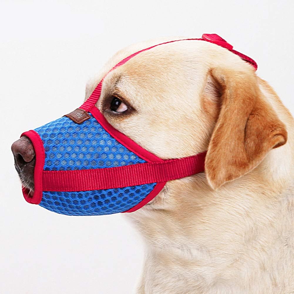 RC GearPro Adjustable Dog Muzzle, Pet Mouth Cover Air Mesh for Anti-Biting Anti-Barking Licking for Small Medium Large Dogs (M)