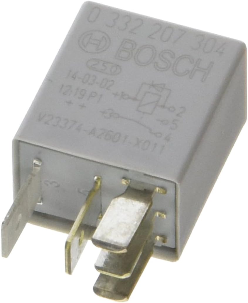Bosch 0332207304 Micro Relay 12V 20A, IP5K4, Operating Temperature from -40 Degree to 85 Degree C, 5 Pin Relay with diode