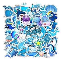 MZLK Cartoon Blue Ocean Stickers 49pcs Cute Animal Fish Stickers for Kids Water Bottles Laptop Luggage Notebook Scrapbook Car