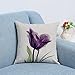 YMSDZHL Glass Print Elegant Tulip Purple Flower Linen Sofa Couch Art Painting Pillowcase Pillow Cover