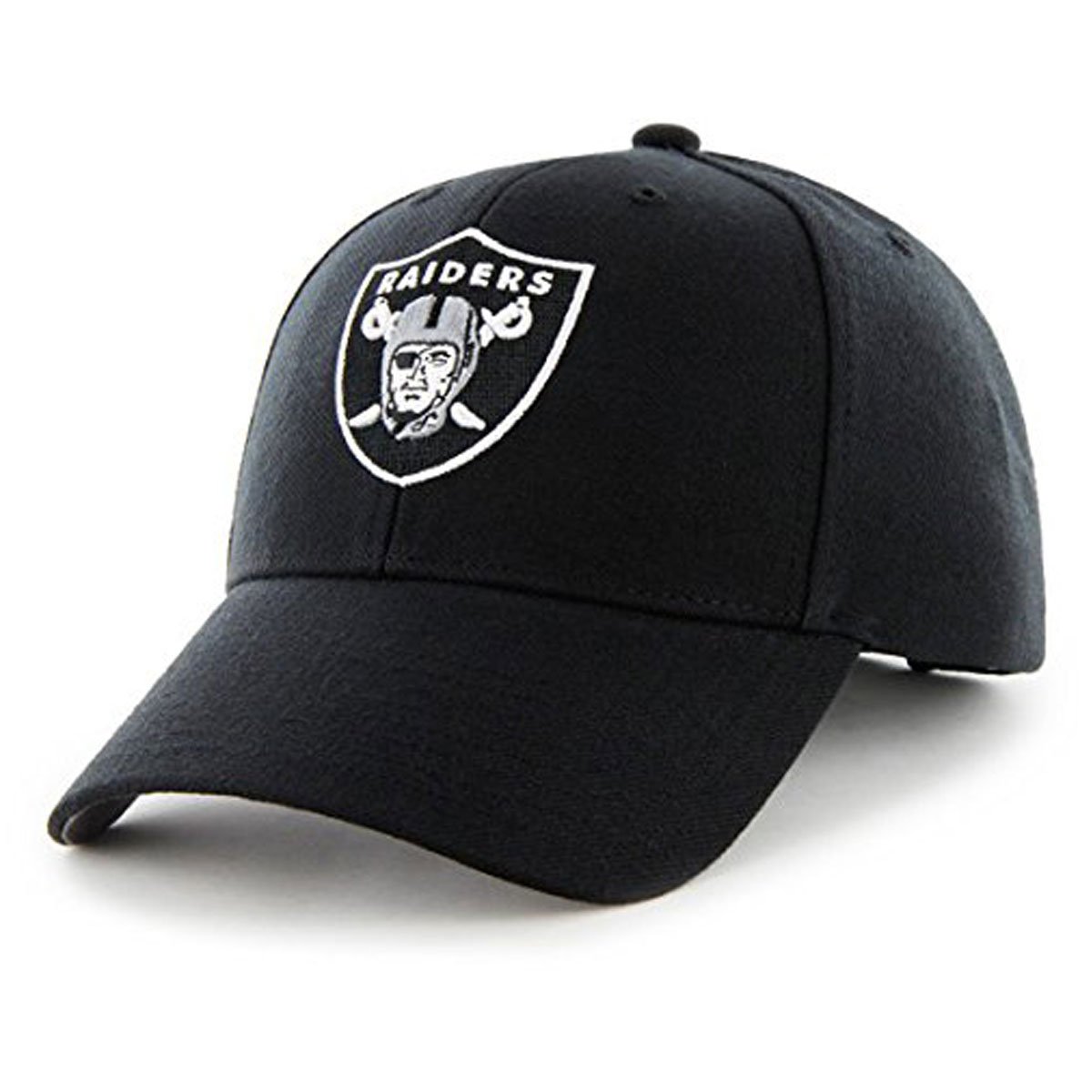 '47 Oakland Raiders Hat NFL Authentic Brand MVP Adjustable Velcroback Black Football Cap Adult One Size Men Women 85% Acrylic 15% Wool