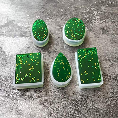 SODIAL 15 Pack Silicone Resin Pendant Mould Jewellery Molds with Hanging Hole for DIY Jewelry Craft Making 5 Shapes - Thumbnail 2