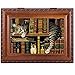 Cottage Garden Cat Sleeping in Library Woodgrain Rope Trim Music Box Plays That's What Friends are for