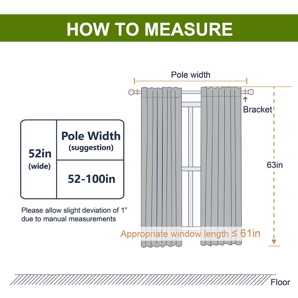 NICETOWN Rod Pocket Solid Blackout Curtains L63 | 2 Panels Gray NTHQRPBLKSLD5263C1