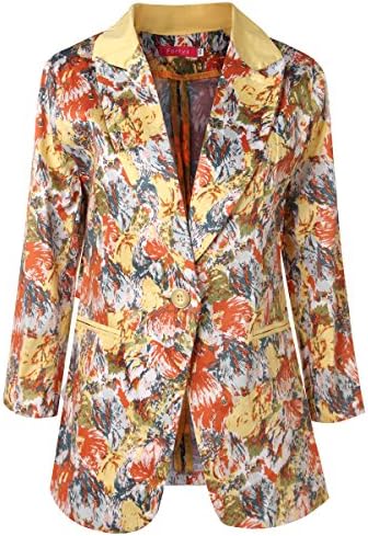 Women's Work Office Blazer Slim Jacket Suits Floral Printed Jackets Eastabile