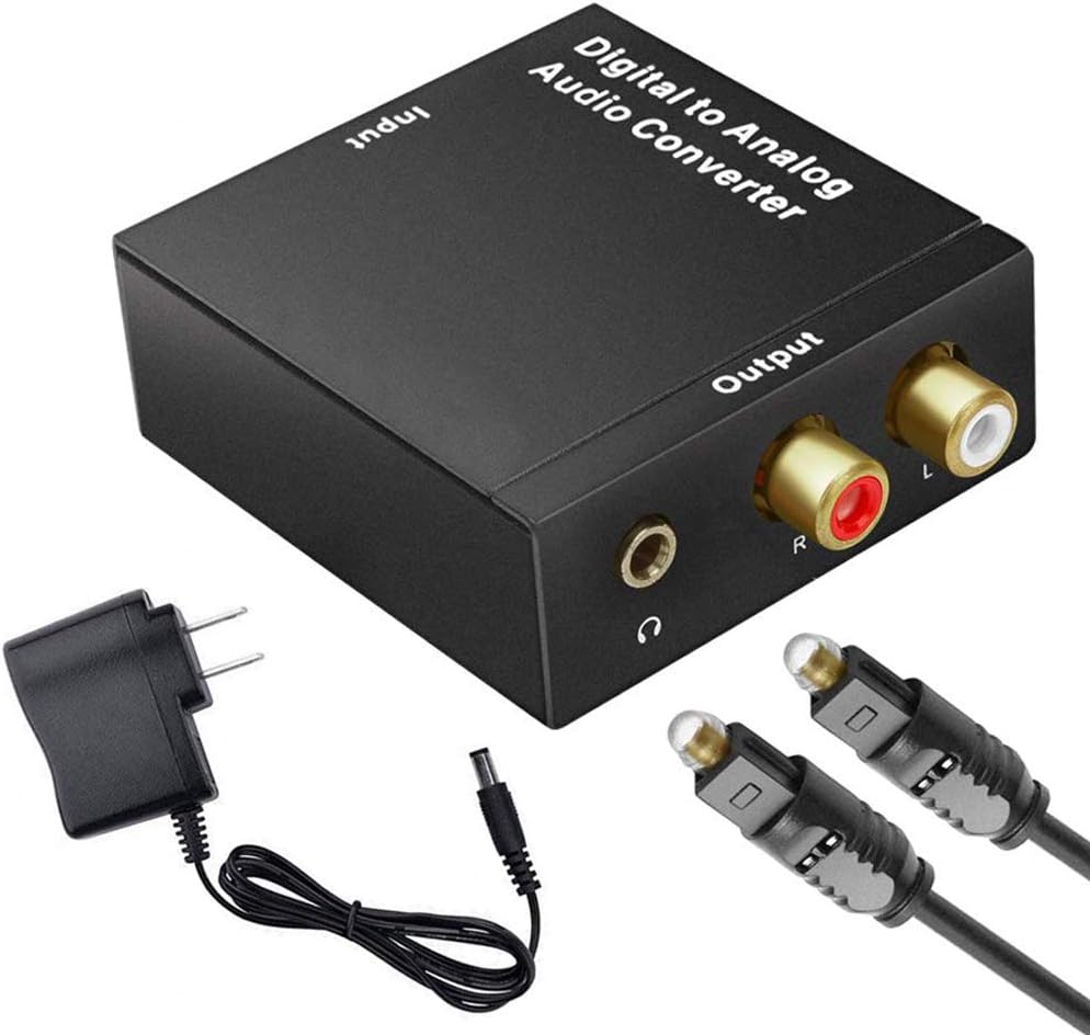 Digital to Analog Audio Converter, Amtake 192 kHz Optical to RCA with Optical &Coaxial Cable. Digital SPDIF TOSLINK to Stereo L/R and 3.5mm Jack DAC Converter for PS4 Xbox HDTV DVD Headphone