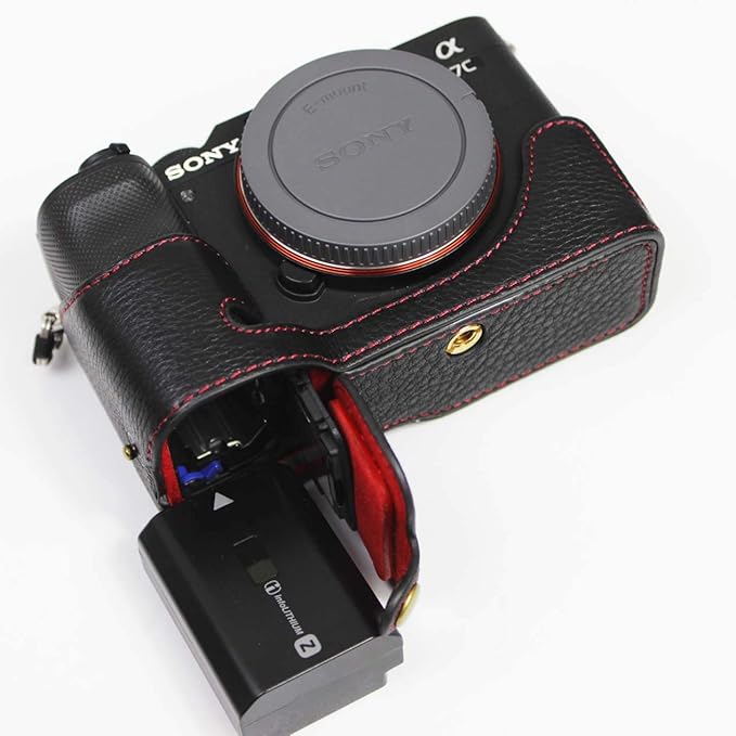 Camera Case for Sony A7C, Genuine Real Leather Bottom
