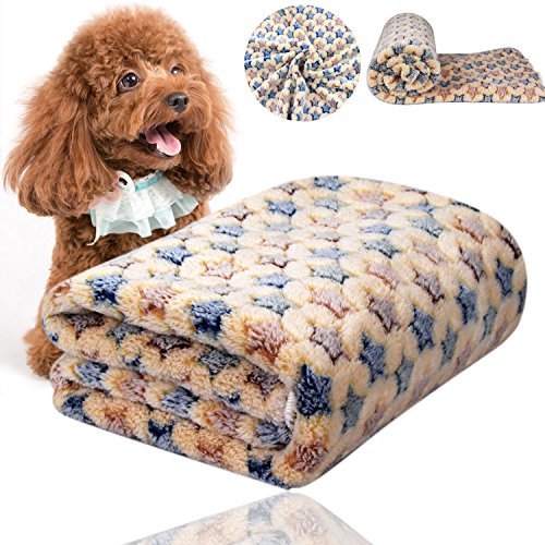 Comsmart Puppy Blanket Warm Dog Cat Coral Velvet Blankets Mat Bed Cover with Star Print Soft Pet Blanket for Puppies Kitties and Other Small Animals