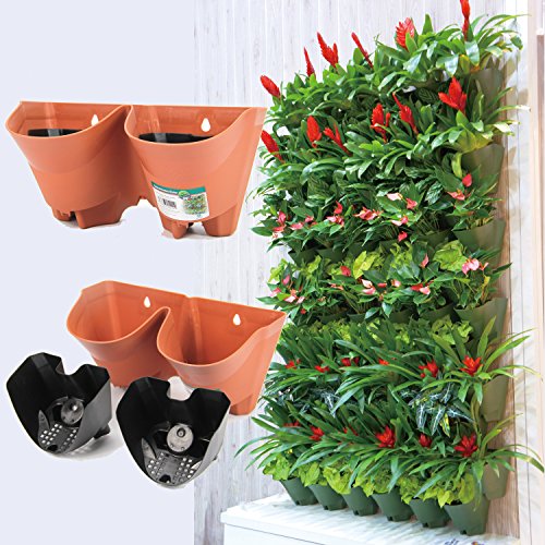 Worth Self Watering Vertical Wall Planter Flowerpot,Hanging Plant Pots W/ 2-Pockets and 3pc Filter Layer,Terracotta,Perfect for Indoor & Outdoor DecorxFF08;Buy 3 Sets GetxFF09;