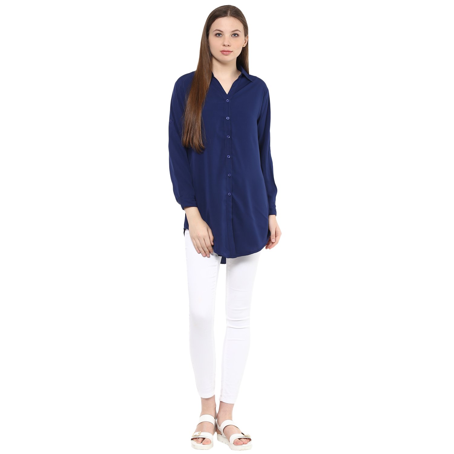 mayra women's crepe long shirt