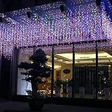 FTON LED Icicle Lights, 16.5ft 216 LED Fairy String Lights Plug in Extendable Curtain Christmas String Lights 8 Modes Decorative Rope String Xmas Wave Twinkle Light (5M 216LED, Multi Color)