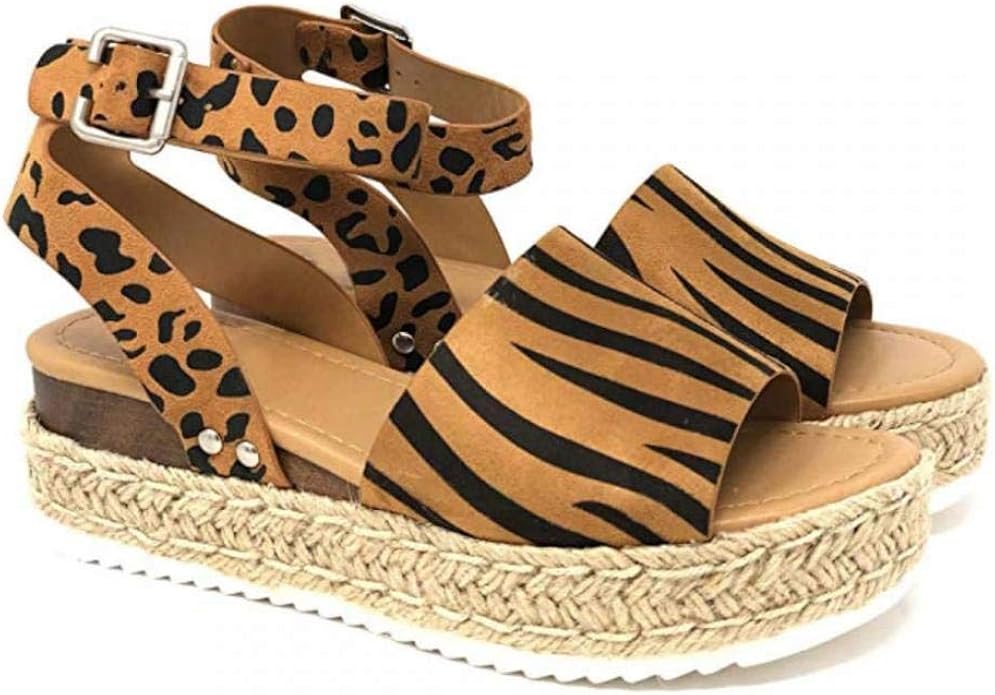 Amazon.com | YYW Platform Espadrille Sandals for Women Summer Faux Leather Open Toe Strappy 