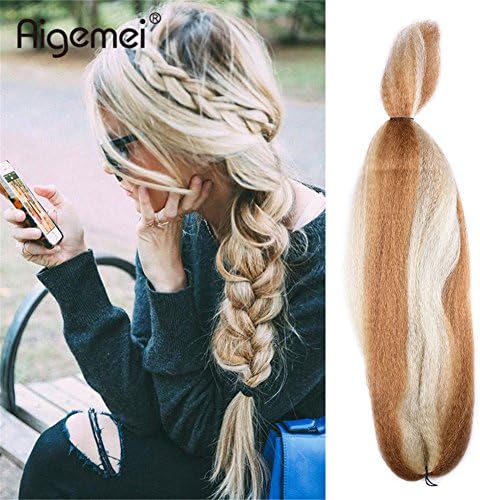 FASHION LADY Kanekalon Jumbo Braiding Hair Synthetic Kanekalon Braiding Hair For Twist Braiding Jumbo Braids Hair Extensions Hair Box Braids Hair(48Inch 57g/PC, 27/613)