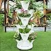 5 Tier Planter Stackable, FOME 5 Tier Strawberry Herb Garden Planter Stackable Gardening Pots Flower Tower Planter Garden Tower with Movable Pallet Caddy for Vegetable Strawberry Herbs