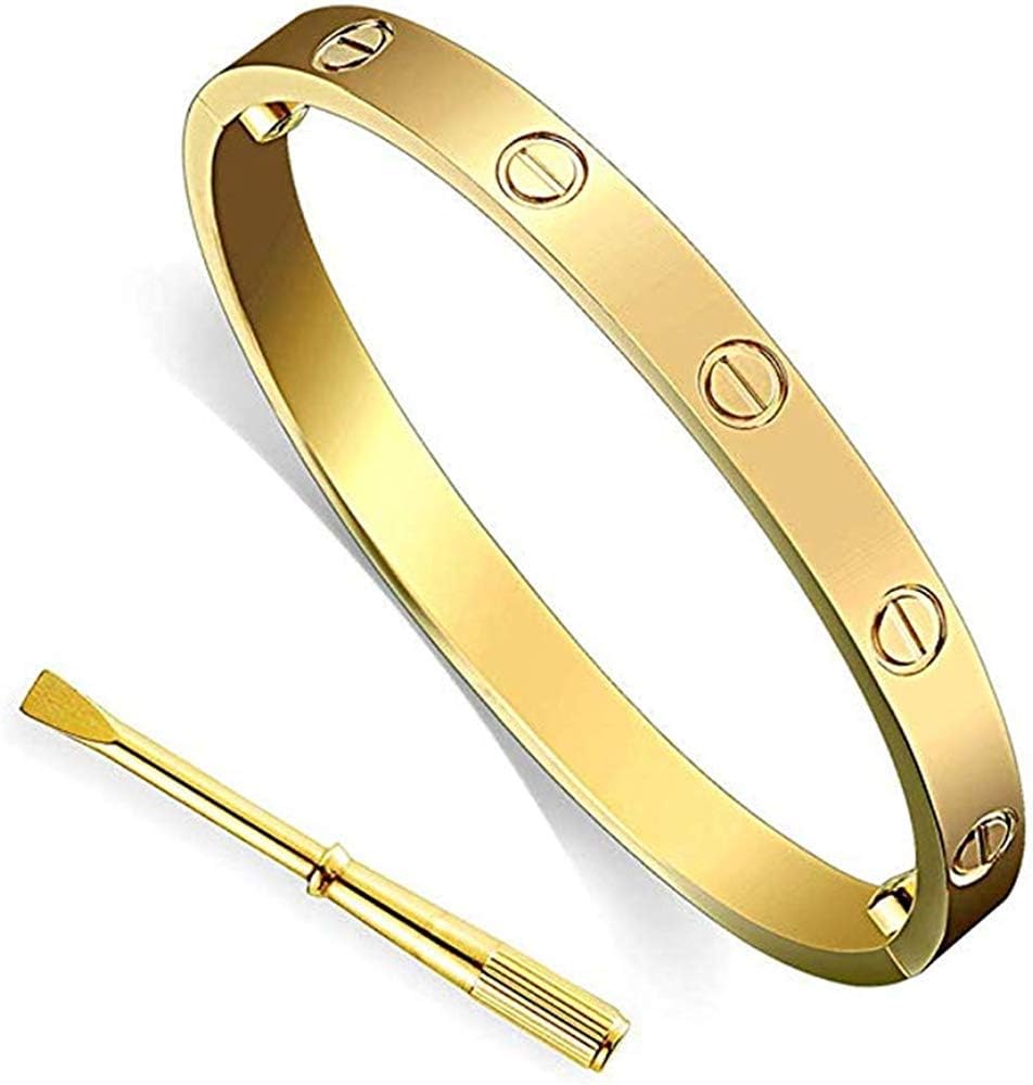 Drinkcomfort Titanium Steel Love Bracelet for Women Cuff Bracelets Valentines Wedding Couples Bracelets - Screw Bracelets for Girls Adults Girlfriend Birthday Gifts