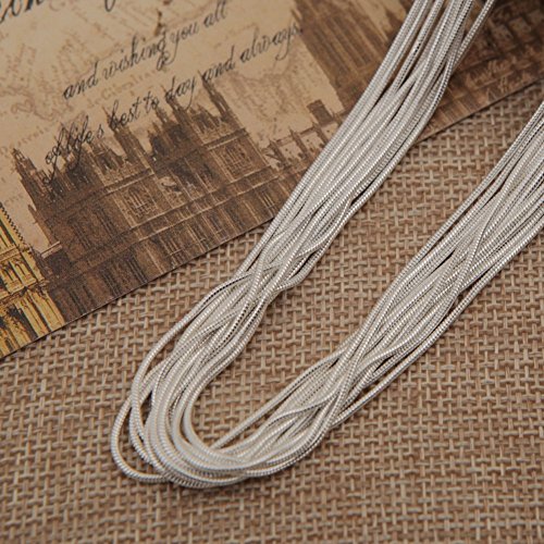 Bingcute 12Pcs 18inch 925 Silver Plated 1.2mm DIY Snake Chain Necklace with Lobster Clasps for Jewelry Making - Thumbnail 2