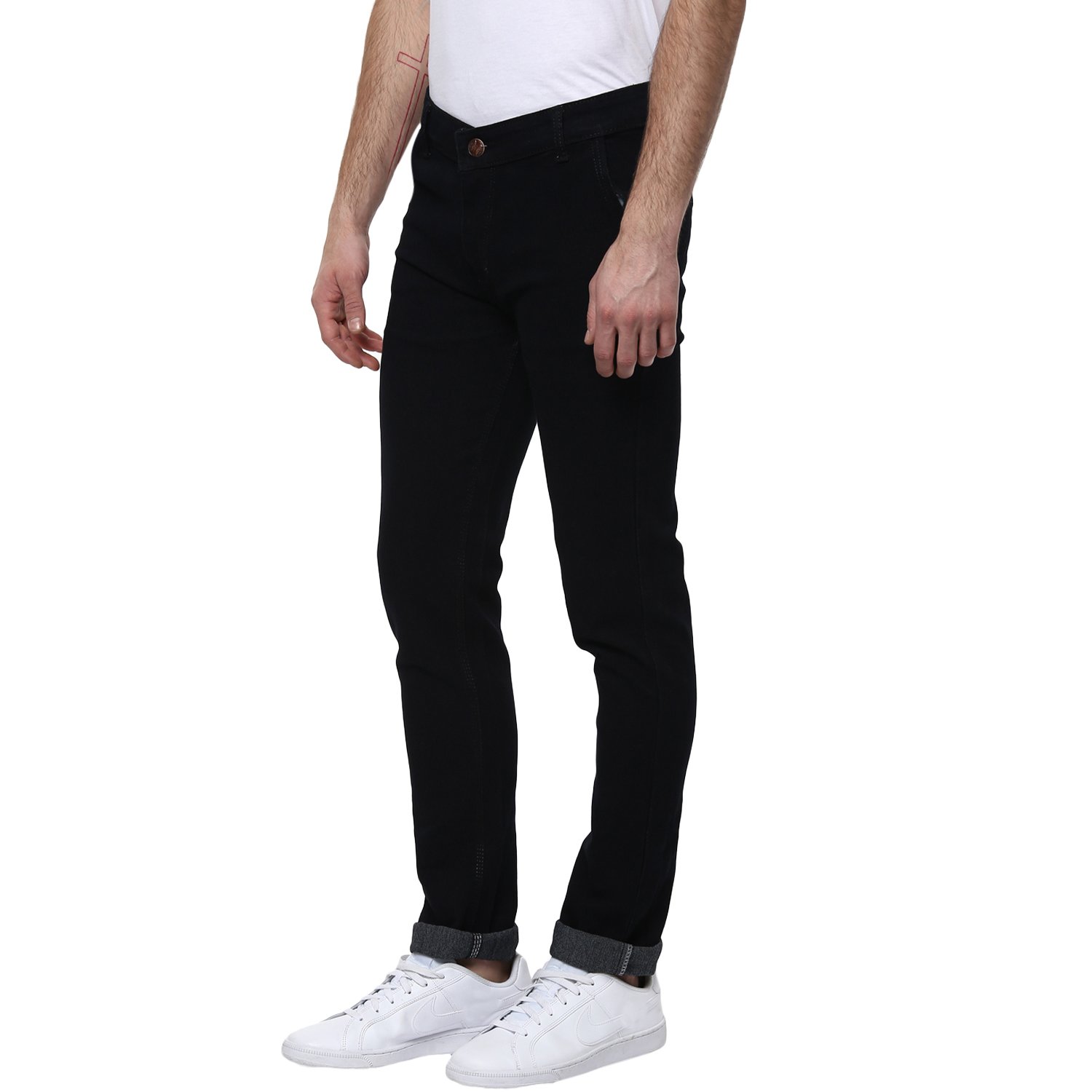 urbano fashion men's black slim fit stretch jeans