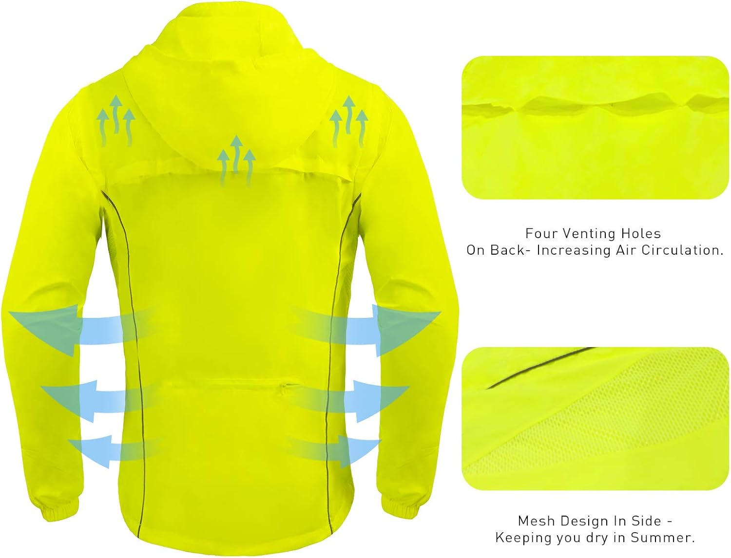 Men's Cycling Jacket Windproof Running Vest Lightweight Hight Visibility Outdoor Windbreak With Detachable Sleeves : Sports & Outdoors