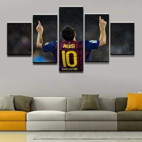 104tdfc Lionel Messi Fussball Fussball 5 Teilig Art Bilder Wandbild 150 X 80 Cm Leinwand Bild Xxl Format Wandbilder Wohnzimmer Wohnung Deko Amazon De Baumarkt