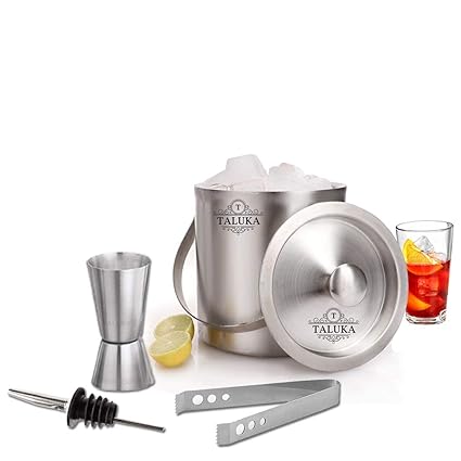 Taluka Stainless Steel Bar Accessories, Silver, Set of 4