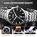 BUREI Men's Thin Wrist Watches with Sapphire Crystal Black Face Metal Band