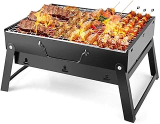 FungLam Grill Tragbarer Campinggrill BBQ Holzkohlegrill Klappgrill Outdoor Minigrill Edelstahl Rauch BBQ mit Grillrost für Picknick Garten Camping Reise Convient