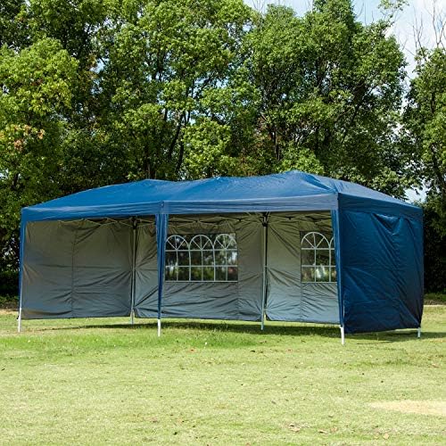 CHARAVECTOR 10x20 ft Heavy Duty Ez Pop Up Gazebo Canopy Tent for Outdoor Waterproof Party Wedding Exhibition Pavilion BBQ Beach Car Shelter with 4 Removable Sidewalls