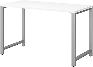 Bush Business Furniture 400 Series Table Desk with Metal Legs, 48W x 24D, White