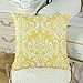 CaliTime Pack of 2 Soft Canvas Throw Pillow Covers Cases for Couch Sofa Home Decoration Vintage Solid Damask Floral 18 X 18 Inches Bright Yellow