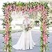 Sunm Boutique Artificial Flowers Wisteria Garland Vine Rattan Hanging for Home Garden Ceremony Wedding Arch Floral Decor, 6.6 Feet, 4pcs, Pink