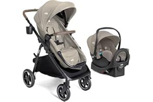 Joie Ginger LX Stroller and Rue Infant Car Seat Travel System with Anti-Rebound Base and All-Wheel Suspension (Dove)