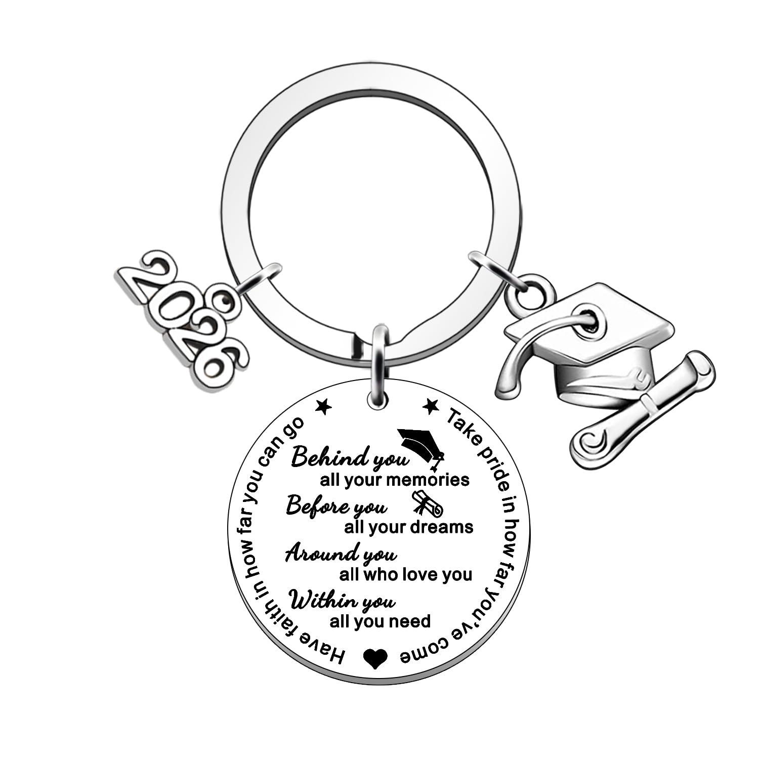 JETTOP Graduation Gifts for Her Him Gifts for Graduates Him Her Congratulations Graduation Gifts Keyring Behind You All Your Memories