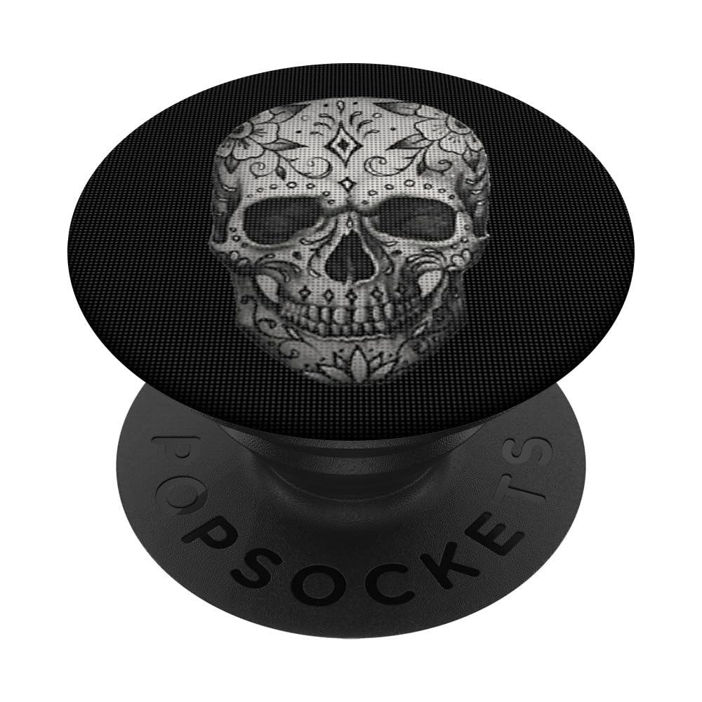 PopSockets Black and Grey Mexican Skull - Sugar Skulls - Calavera PopSockets PopGrip: Swappable Grip for Phones & Tablets
