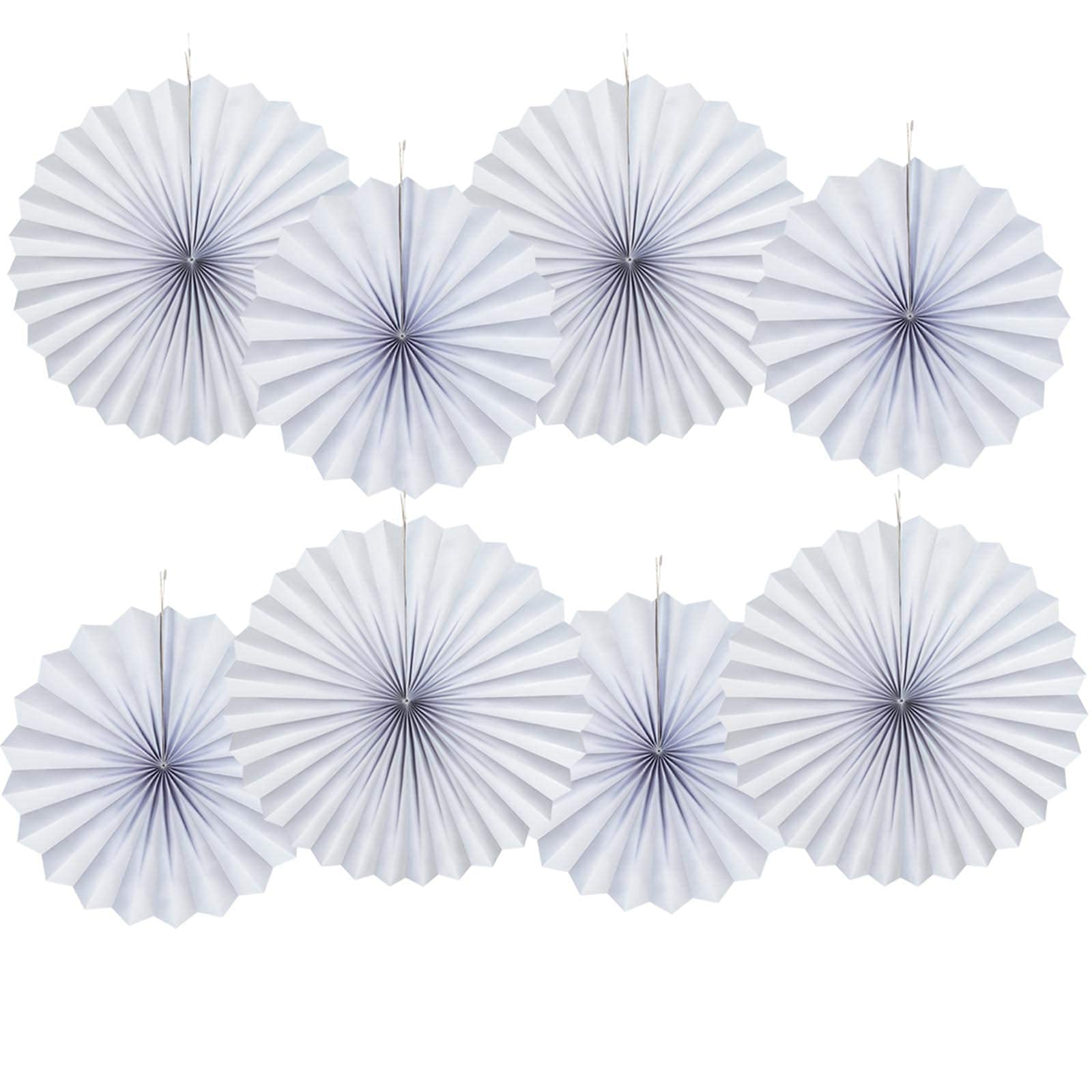 Party Hanging White Paper Fans Set,40.6CM(16in) and 30.4CM(12in) Round Paper Ceiling Party Decoration Suppiles,Set of 8