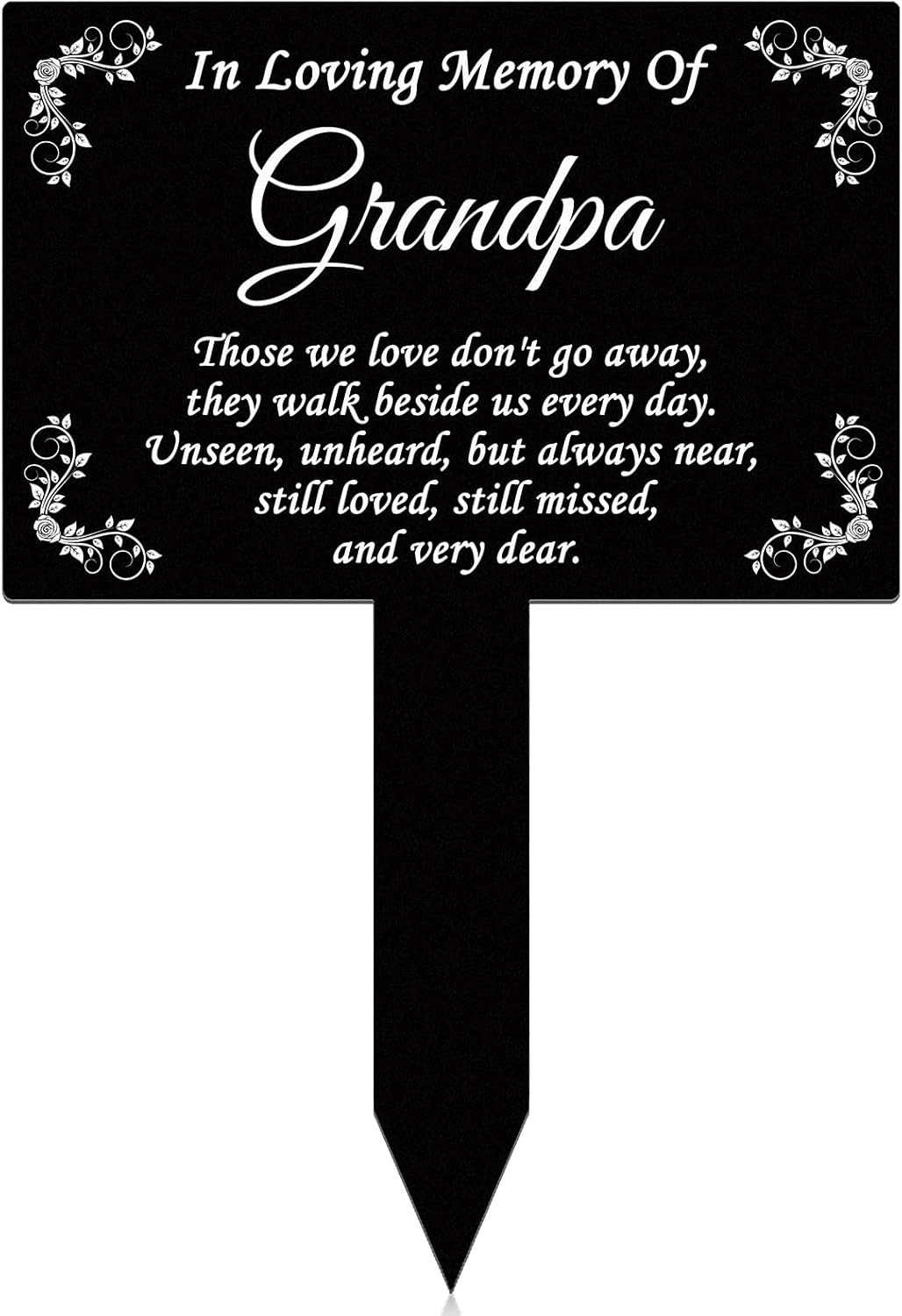 Decorative Garden Stakes - Memorial Stakes Cemetery Grave Plaque Stake Markers Memorial Plaques for Outdoors Sympathy Garden Stake Acrylic Grave Stake Waterproof Garden Grave Decorations for Cemetery Outdoors Yard (Grandpa)