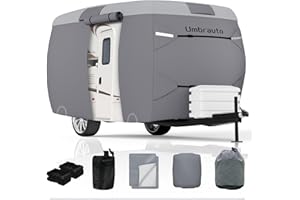 Umbrauto Fiberglass Travel Trailer Cover Fits 13'-16' Trailers, 2023 Upgraded 7 Layers Top Camper RV Cover with Windproof Str