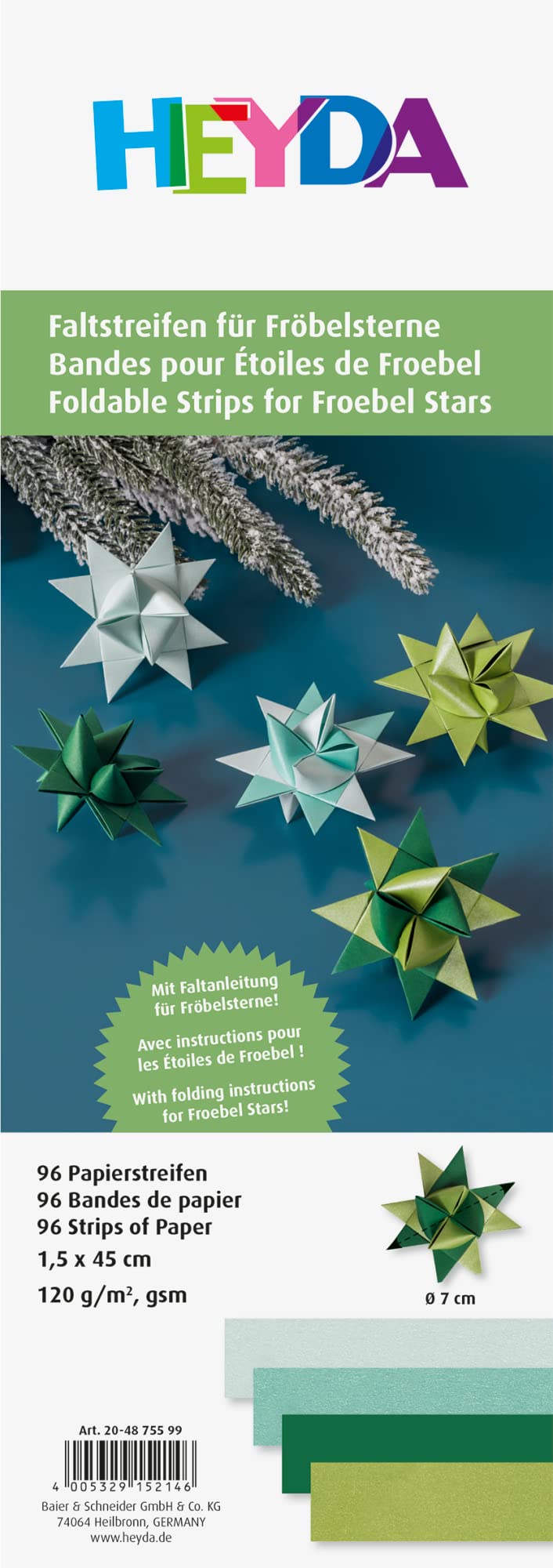 Heyda Folding Strip Set for Advent Stars 1.5 x 45 cm Green