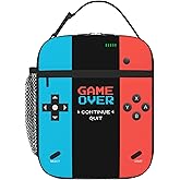 WOEMOZAP Game Insulated Lunch Box,Game Console Kids Lunch Bag For Boys Girls,Reusable Portable Kids Boys Gamer School Lunch Box With Detachable Handle (Game Neon Red & Blue)