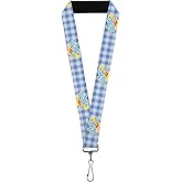 Buckle-Down Movies Lanyard, The Wizard of Oz Logo Gingham Checker Blues, Elastic