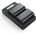 LP-E6 Battery 2 Pack 2040mAh Evatronic Camera Rechargeable Battery Charger, Dual Slot Compatible for Canon LP-E6N Camera Batt