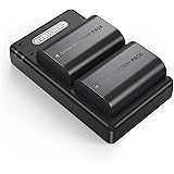 LP-E6 Battery 2 Pack 2040mAh Evatronic Camera Rechargeable Battery Charger, Dual Slot Compatible for Canon LP-E6N Camera Batt