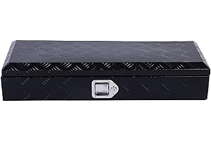 Luocute 34.3 Inch Aluminum Truck Bed Tool Box, Heavy Duty Water Proof Multifunctional Trailer Storage Tool Box with Keys, for