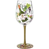 NymphFable Hand Painted Wine Glass 15oz Green Vines Purple Grapes Cocktail Glasses Birthday Wine Gifts for Wine Lover