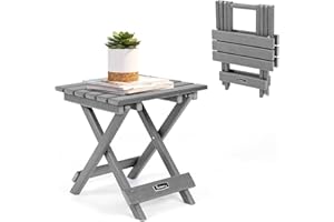 FUNBERRY Outdoor Folding Adirondack Side Table, Portable No Assembly Patio End Table HDPE All Weather