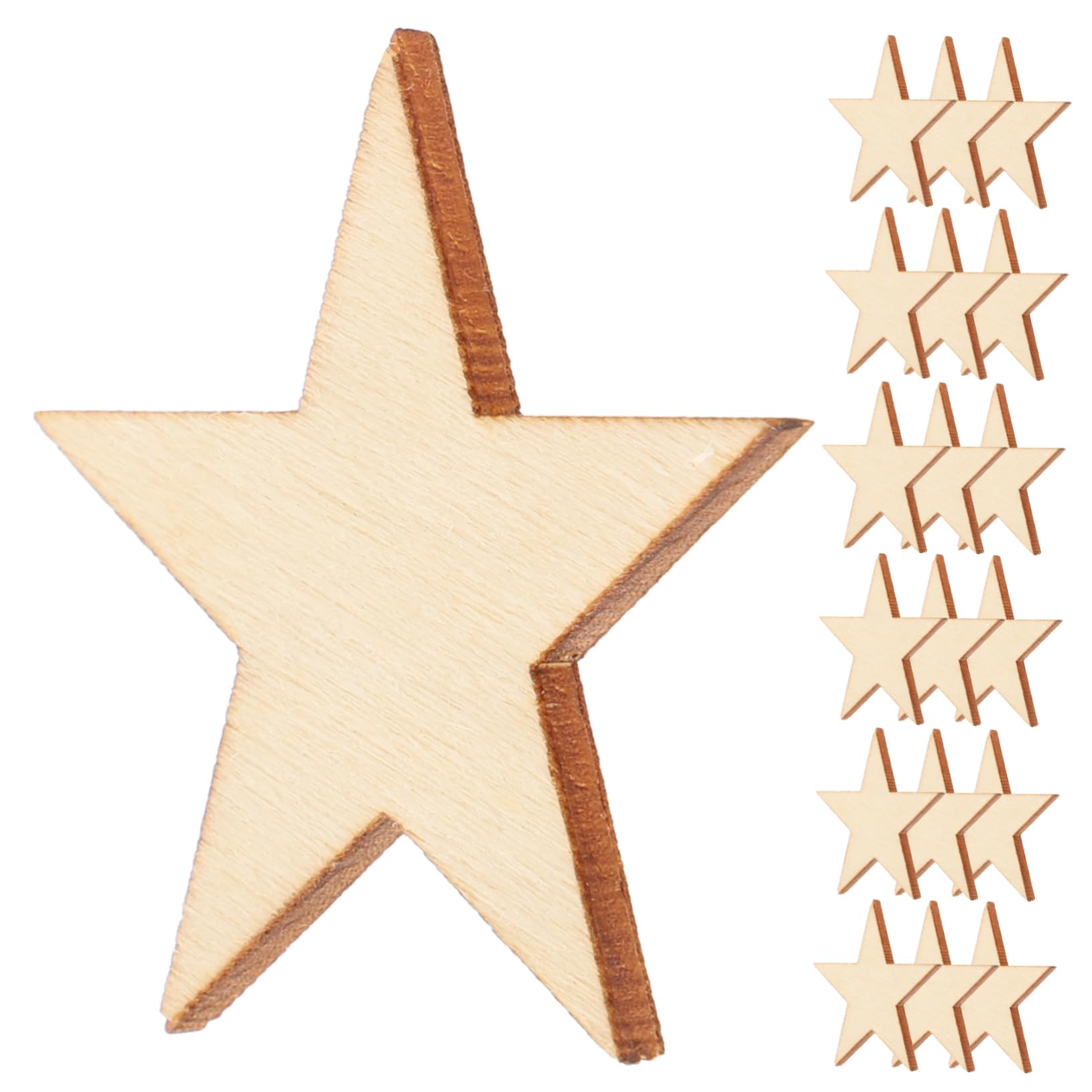 NUOBESTY 50 Pcs Unfinished Wooden Star Cutouts 1.57 Inch Small Wooden Stars for Arts Crafts Ornaments Party Decorations
