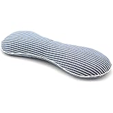 EDMILE Buckwheat Pillow Cervical Neck Pillow, Buckwheat Hulls Filling Cooling Lumbar Support Pillow, Adjustable Firmness Ergonomic Design with Washable Cover, Blue 19"X7"